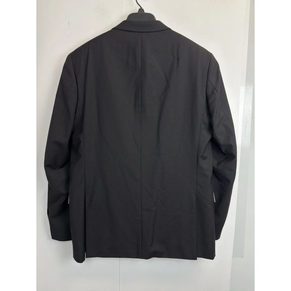 Egara Mens 42L Black 100% Wool Blazer Slim Fit Classic Suit‎ Jacket Sport Coat